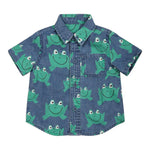 Stella Mccartney Camicia Mezza Manica Tinta Unita con Stampa Rane per Neonato TW5521 BLU STELLA McCARTNEY 