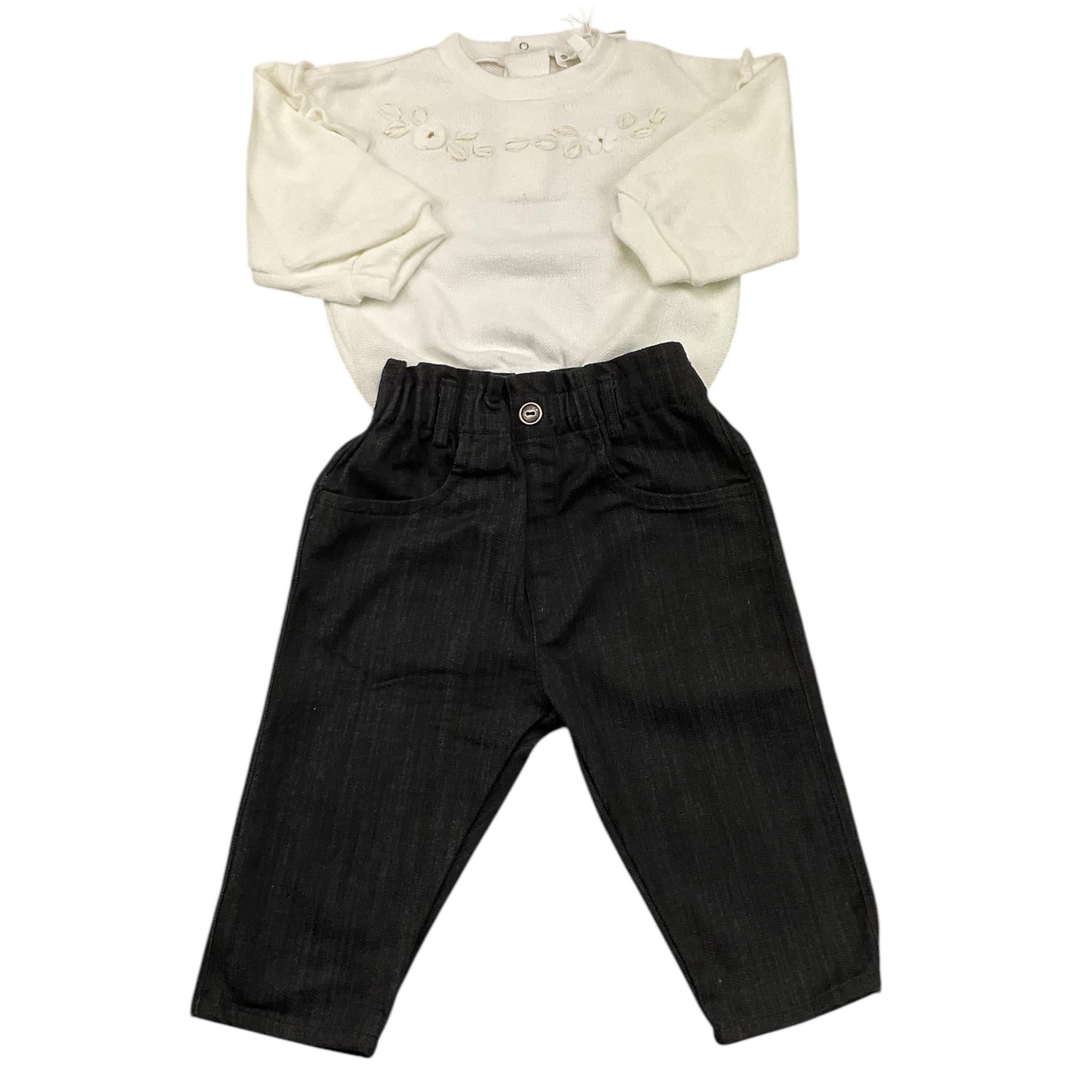LALALU' completo 2 pezzi maglia-jeans Bianco/nero per Neonata CTL008N BIANCO/NERO LALALU' 