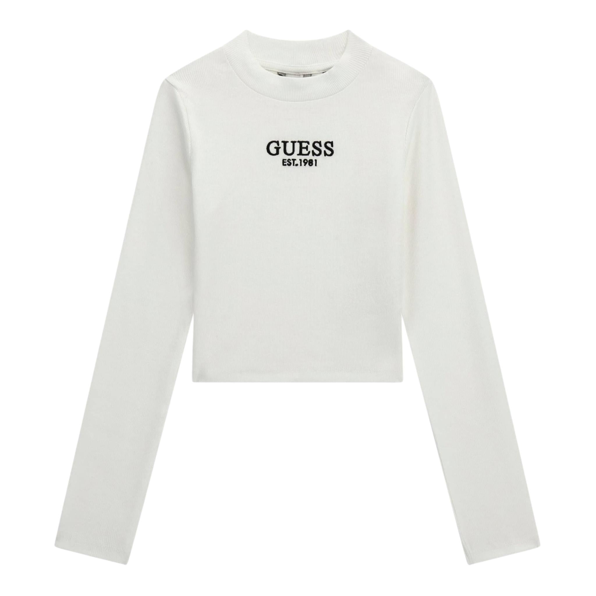 GUESS shirt tinta unita girocollo con logo Bianco per Bambina J4YI49KBZP4 BIANCO GUESS 