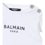 Balmain T-Shirt Girocollo Tinta Unita con Stampa per Neonata BU8501 BIANCO BALMAIN 