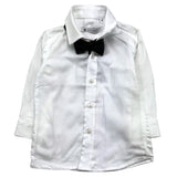 Shako' Camicia Manica Lunga Tinta Unita Con Papillon Bianco Per Neonato