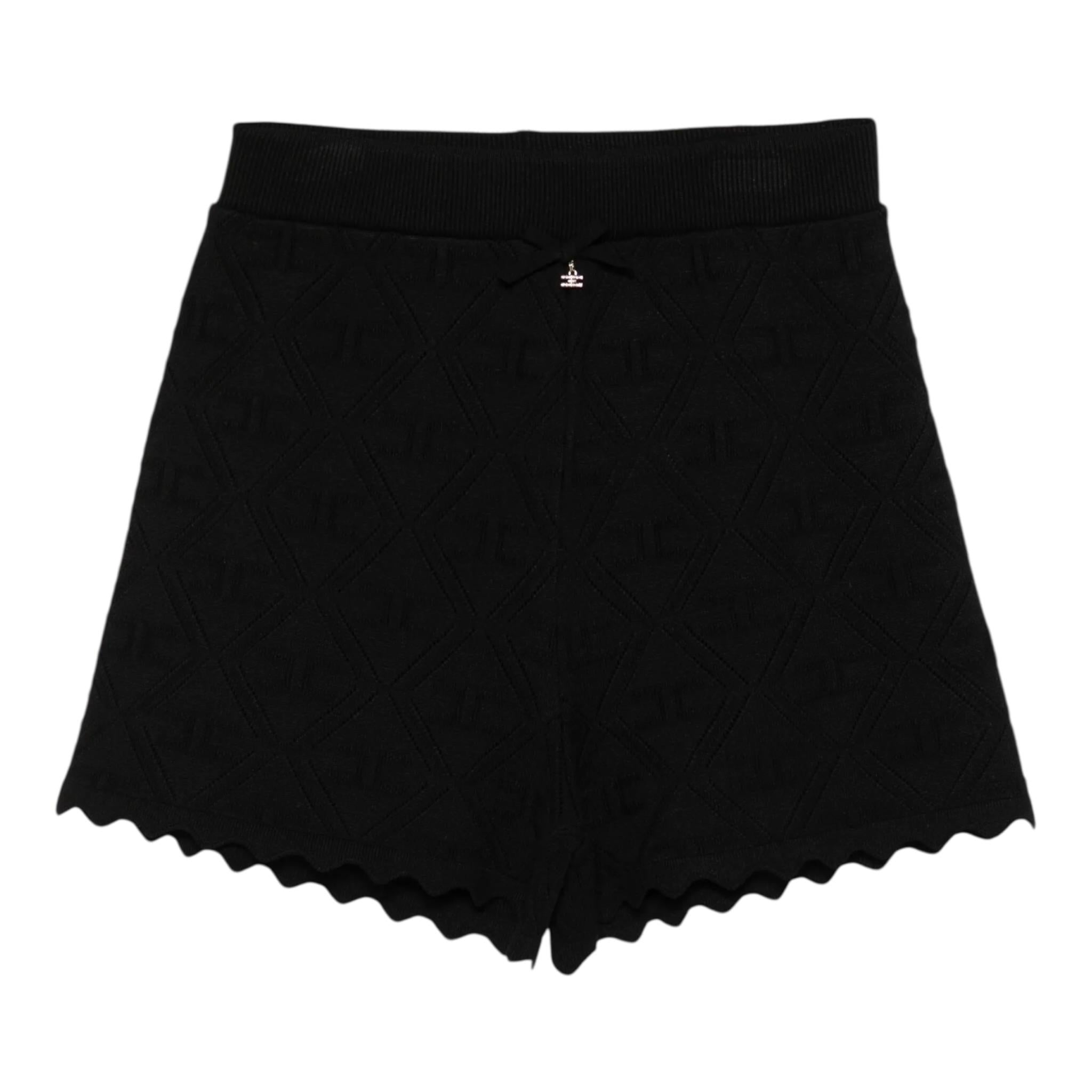 Elisabetta Franchi Short In Filo Tinta Unita con Trafori per Bambina EFBE068X NERO ELISABETTA FRANCHI 