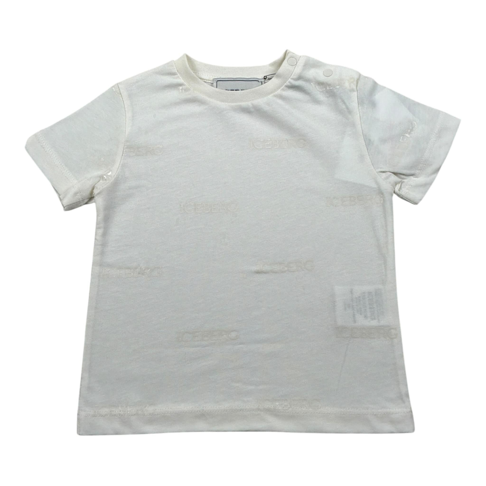 Iceberg T-Shirt Girocollo tinta unita con Logo Bianco per Bambino TSICE5115BJX BIANCO ICEBERG 