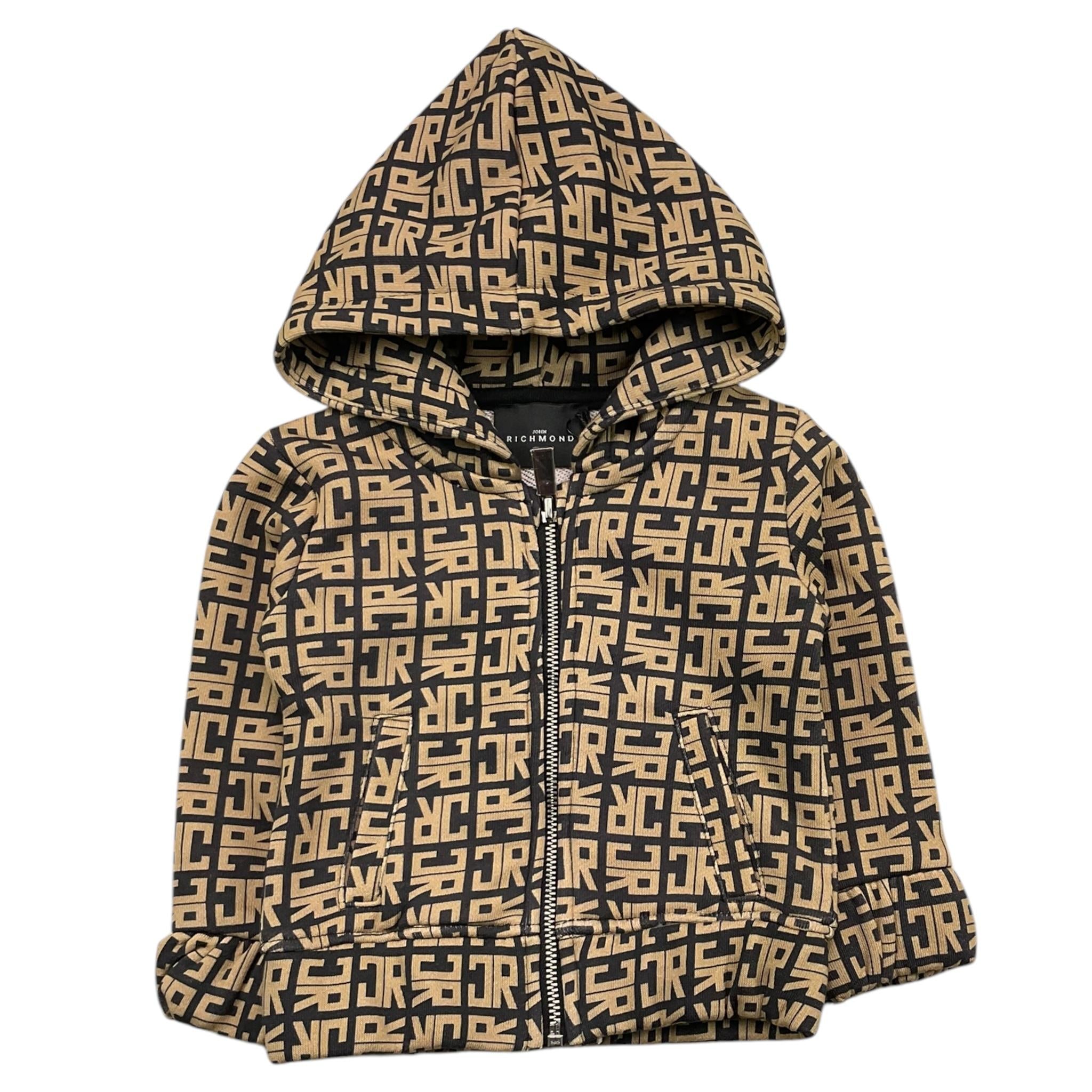 JOHN RICHMOND felpa con zip e cappuccio tinta unita con logo Beige per Neonato RIA25047FE BEIGE JOHN RICHMOND 