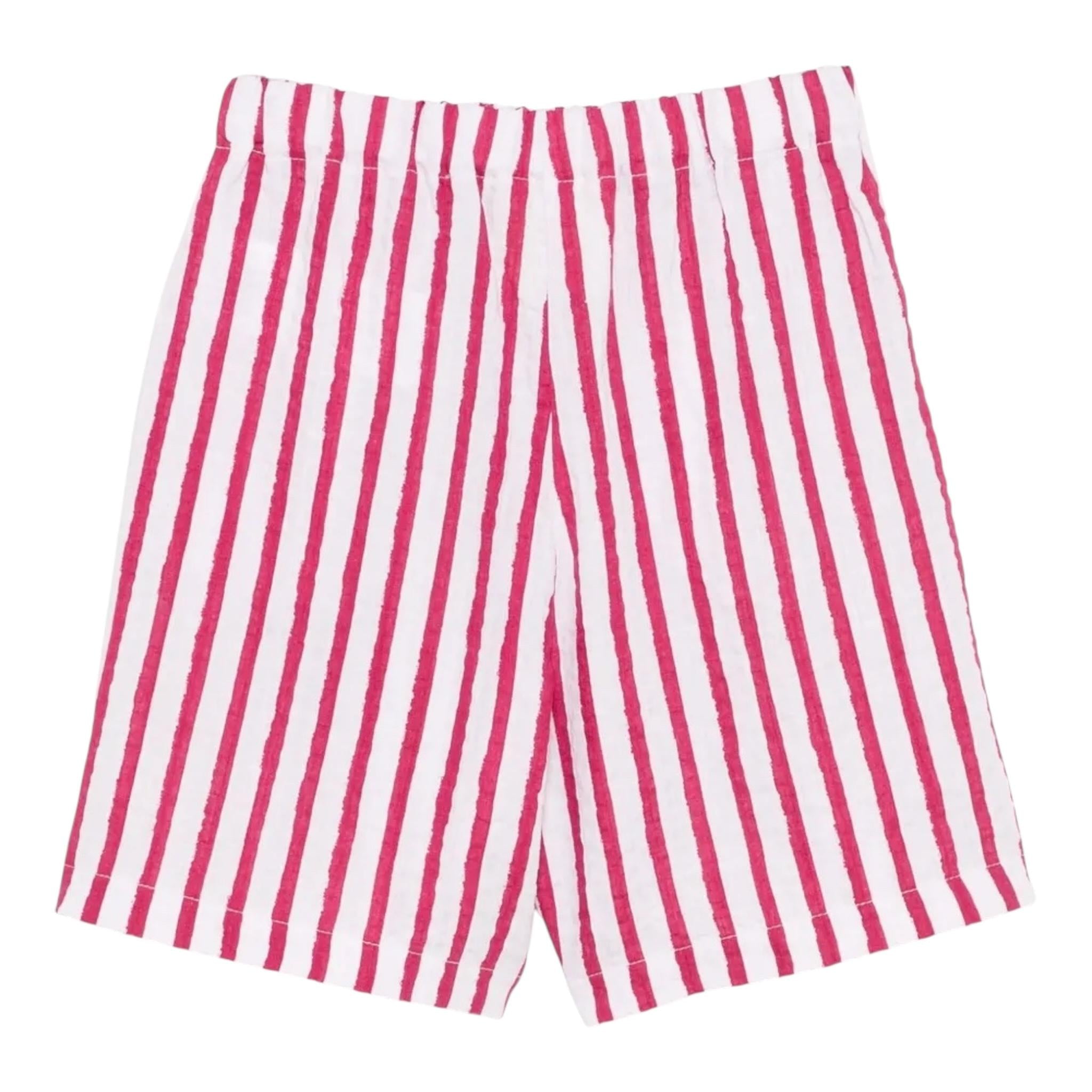 Dou Dou Shorts Bicolore con Fantasia A Righe per Bambina DW6Q39 BIANCO DOU DOU 