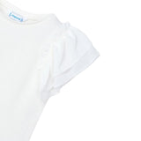Mayoral T-Shirt Girocollo Tinta Unita con Balze per Bambina 3013 BIANCO MAYORAL 