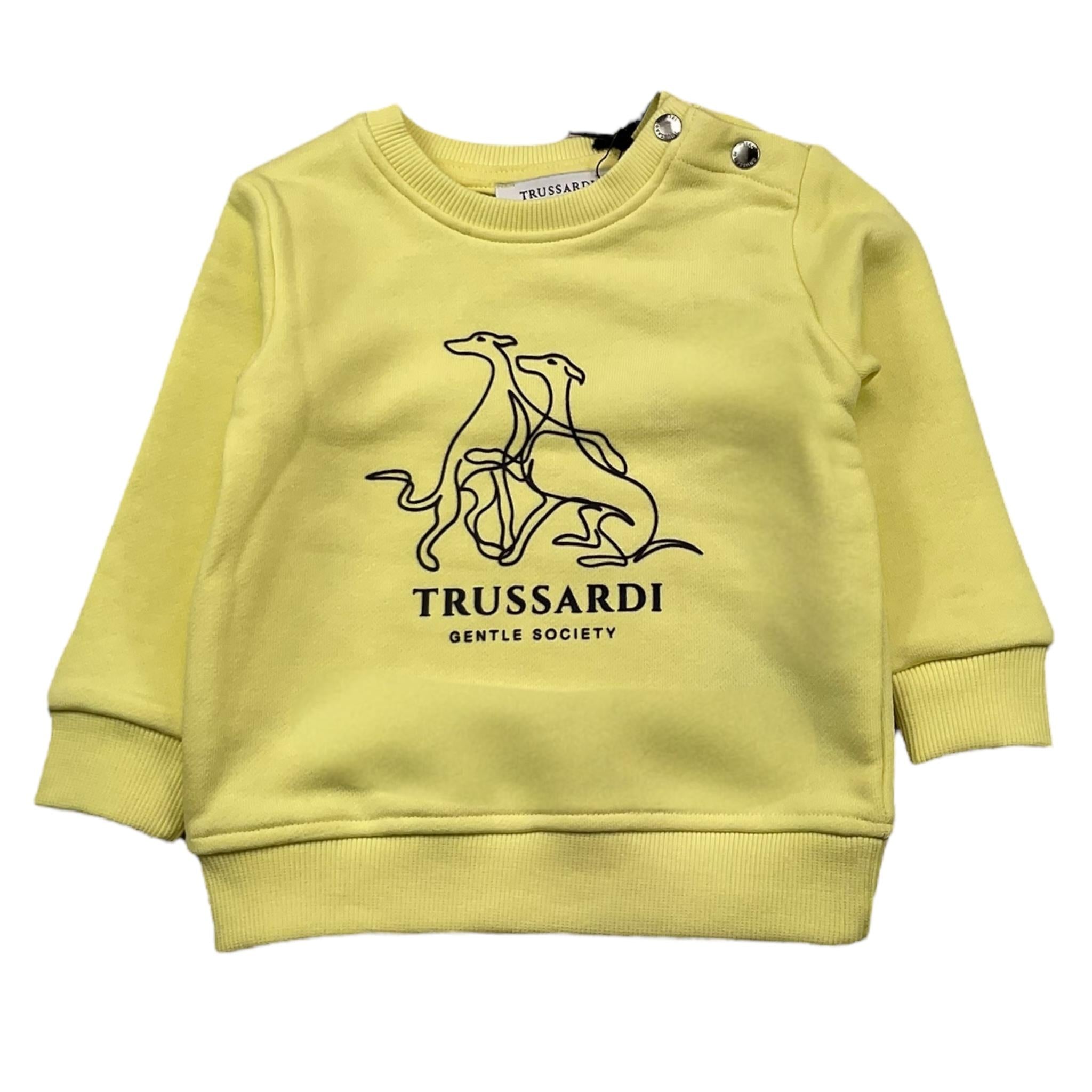 TRUSSARDI felpa chiusa girocollo tinta unita con stampa Giallo per Neonato TIA25166 GIALLO TRUSSARDI 