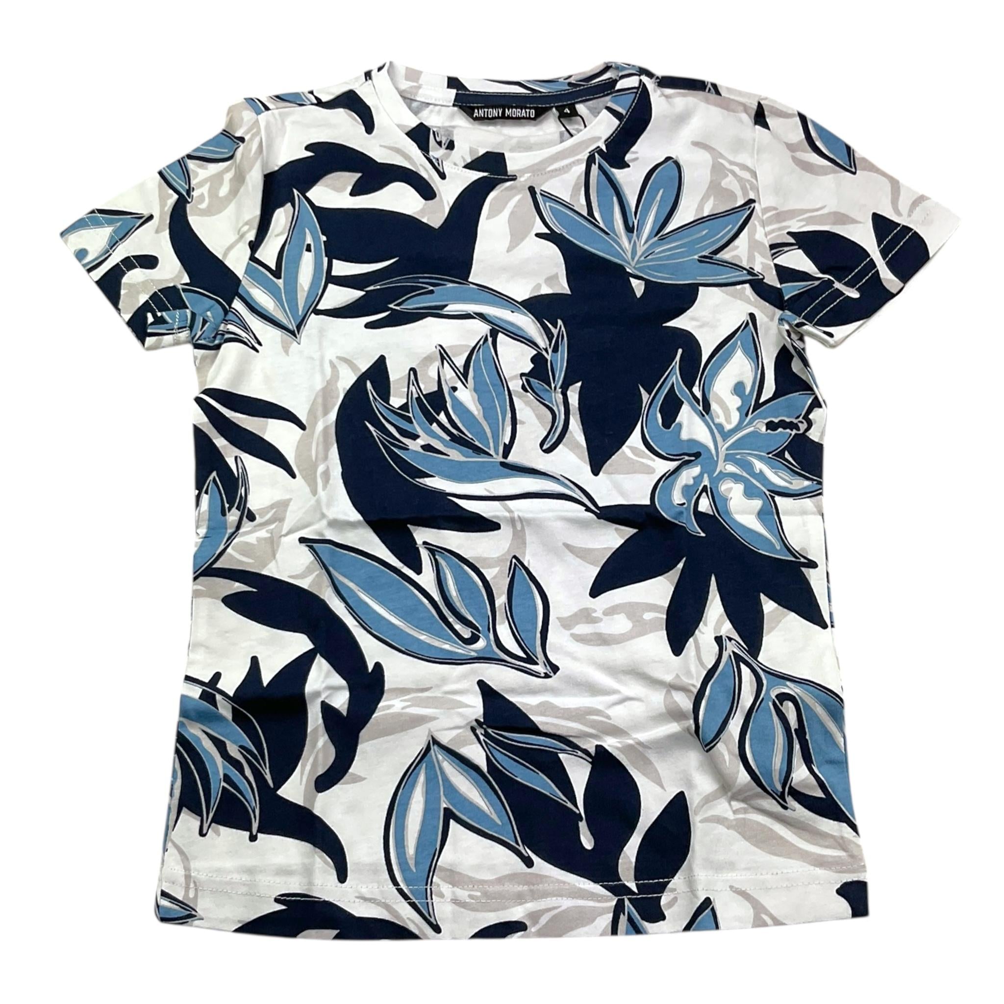 Antony Morato T-Shirt Girocollo Tinta Unita con Fantasia per Bambino MKKS00657 BIANCO ANTONY MORATO 