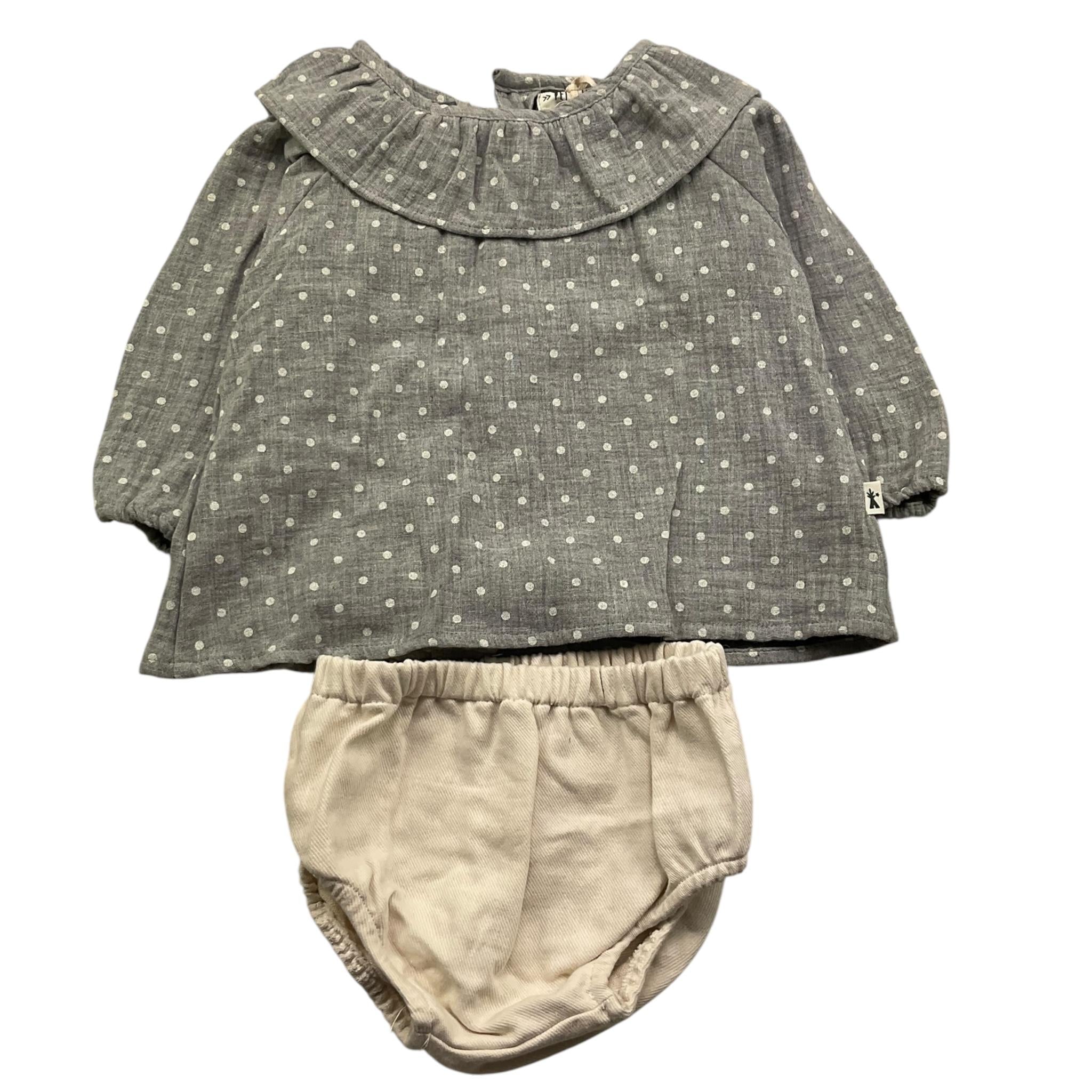 PETIT INDI completo 2 pezzi camicia-culotte Grigio per Neonata AW24B0201 GRIGIO PETIT INDI 