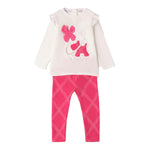 SARABANDA completo 2pz shirt-leggins bicolore Bianco/fuxia per Neonata A302 BIANCO/FUXIA SARABANDA 