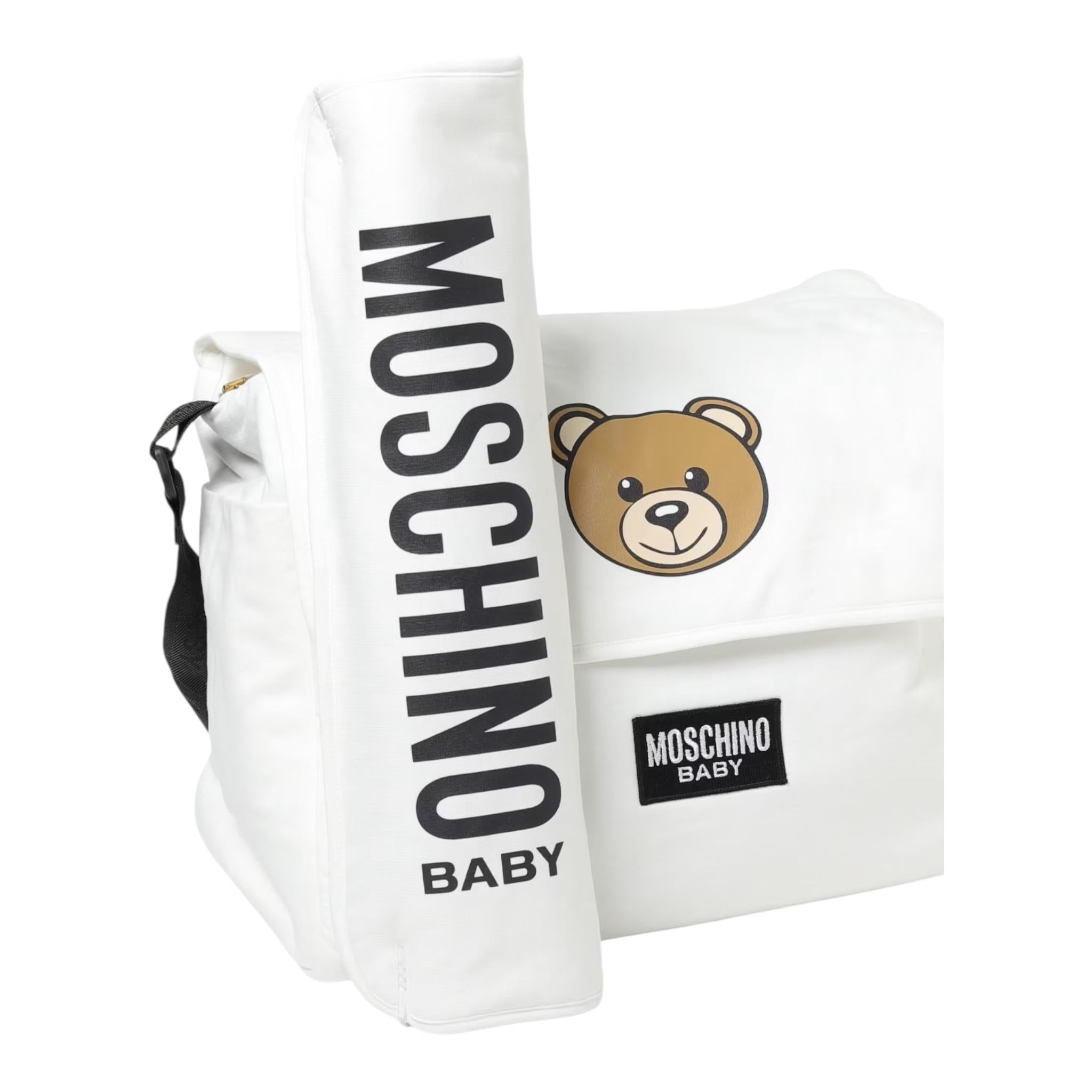 MOSCHINO borsa tinta unita con stampa orso Bianco per Neonato MUX053 BIANCO MOSCHINO 