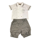 La Stupenderia Completo 2 Pezzi Camicia Body-Bermuda Bianco/Beige Per Neonato