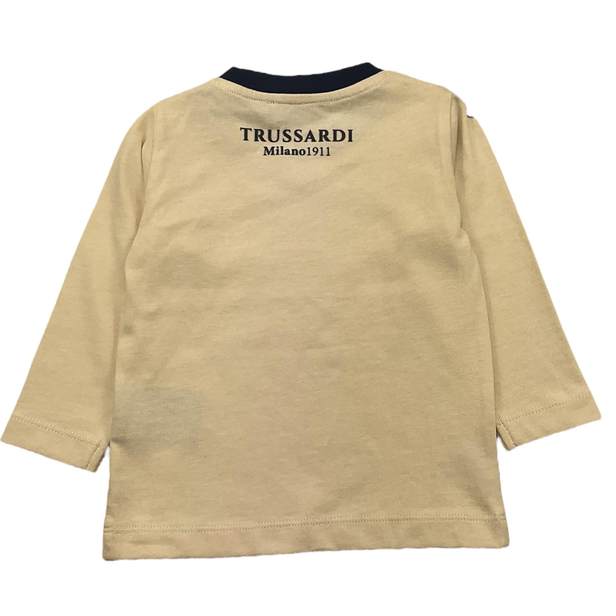 TRUSSARDI shirt girocollo tinta unita con stampa Panna per Neonato TIA25128TS PANNA TRUSSARDI 