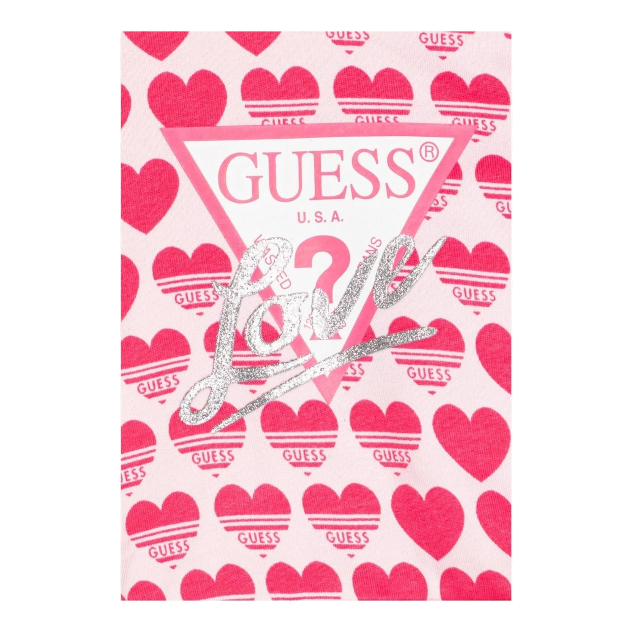 Guess Felpa Chiusa Girocollo Tinta Unita con Stampe per Bambina K5RQ01KA6R4P98L ROSA GUESS 