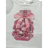 M+E' T-Shirt Girocollo Tinta Unita con Stampa per Neonata UE1856X BIANCO M+E' 