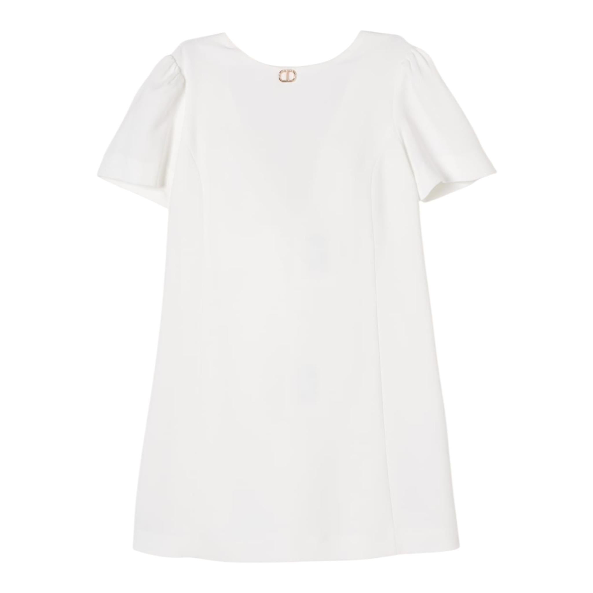 Twinset Abito Mezza Manica Tinta Unita con Fiocco per Bambina 251GJ2QN9X BIANCO TWINSET 