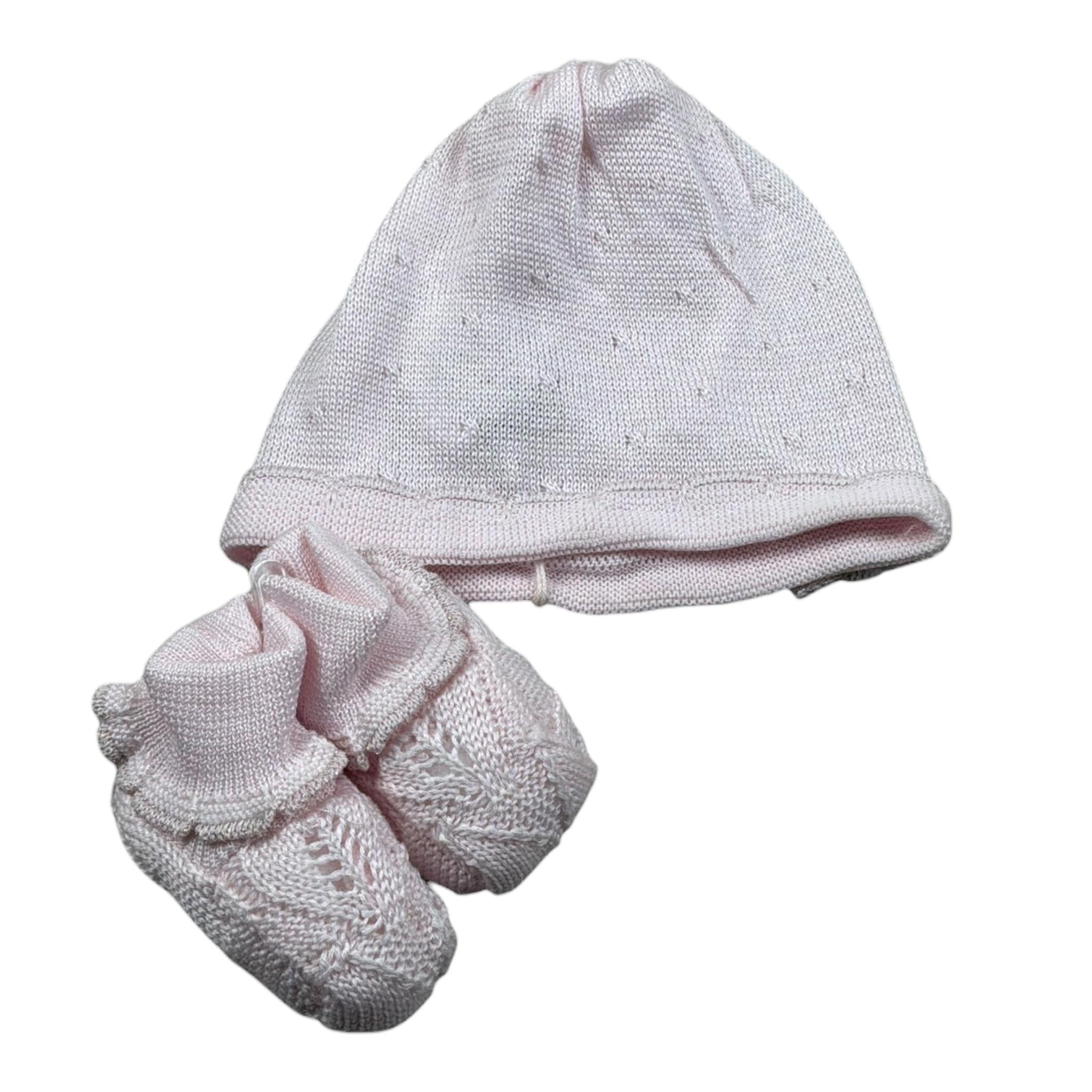 Marlu' Set Cappello-Babbucce Tinta Unita per Neonata EL1771 ROSA MARLU' 