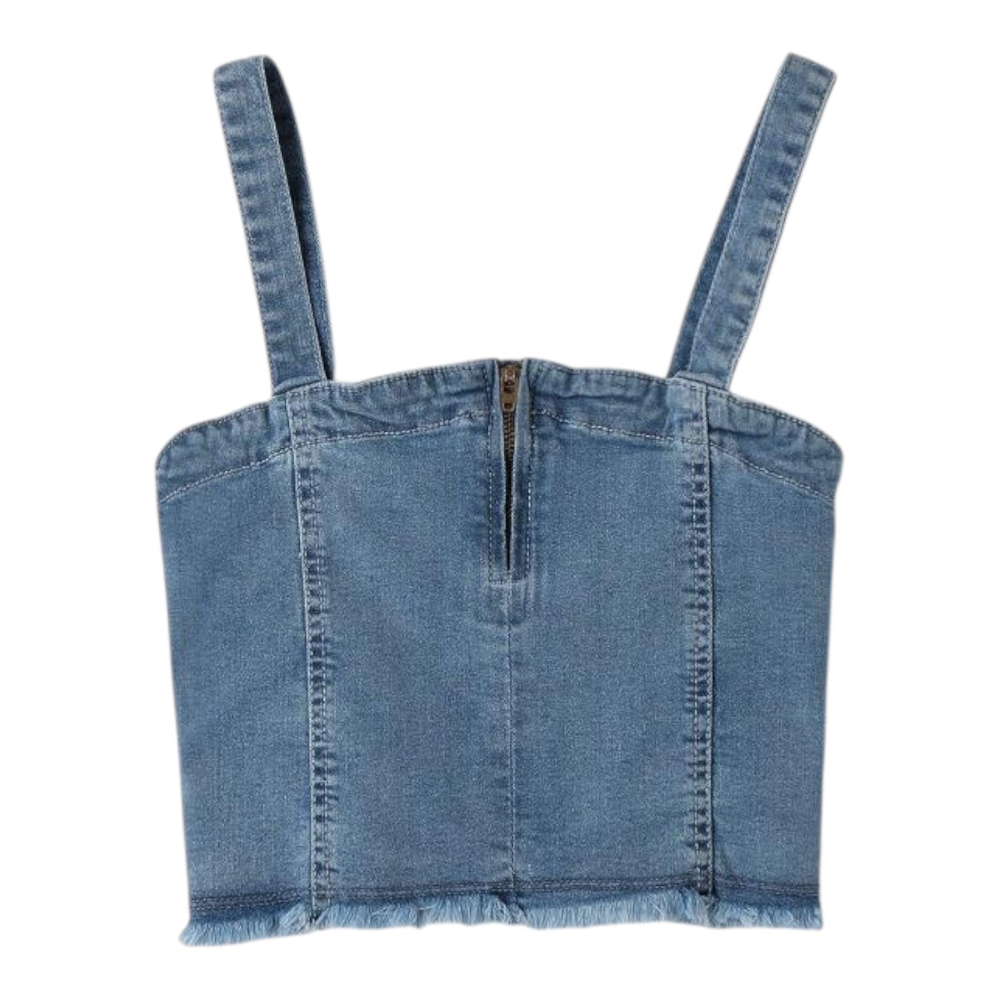 Sarabanda Top In Denim Tinta Unita con Elastico per Bambina 0B544 AZZURRO SARABANDA 