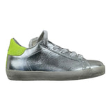 Dou Dou Sneakers Tinta Unita Con Lacci E Stampa Logo Argento Per Bambina