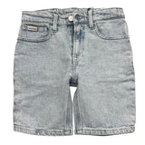 Calvin Klein Bermuda In Denim Tinta Unita con Girovita Regolabile per Bambino IB0IB02432 AZZURRO CALVIN KLEIN 