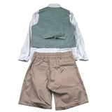 Never Too Completo 4 Pezzi Camicia-Papillon-Gilet-Bermuda Verde per Bambino GM2231B VERDE NEVER TOO 