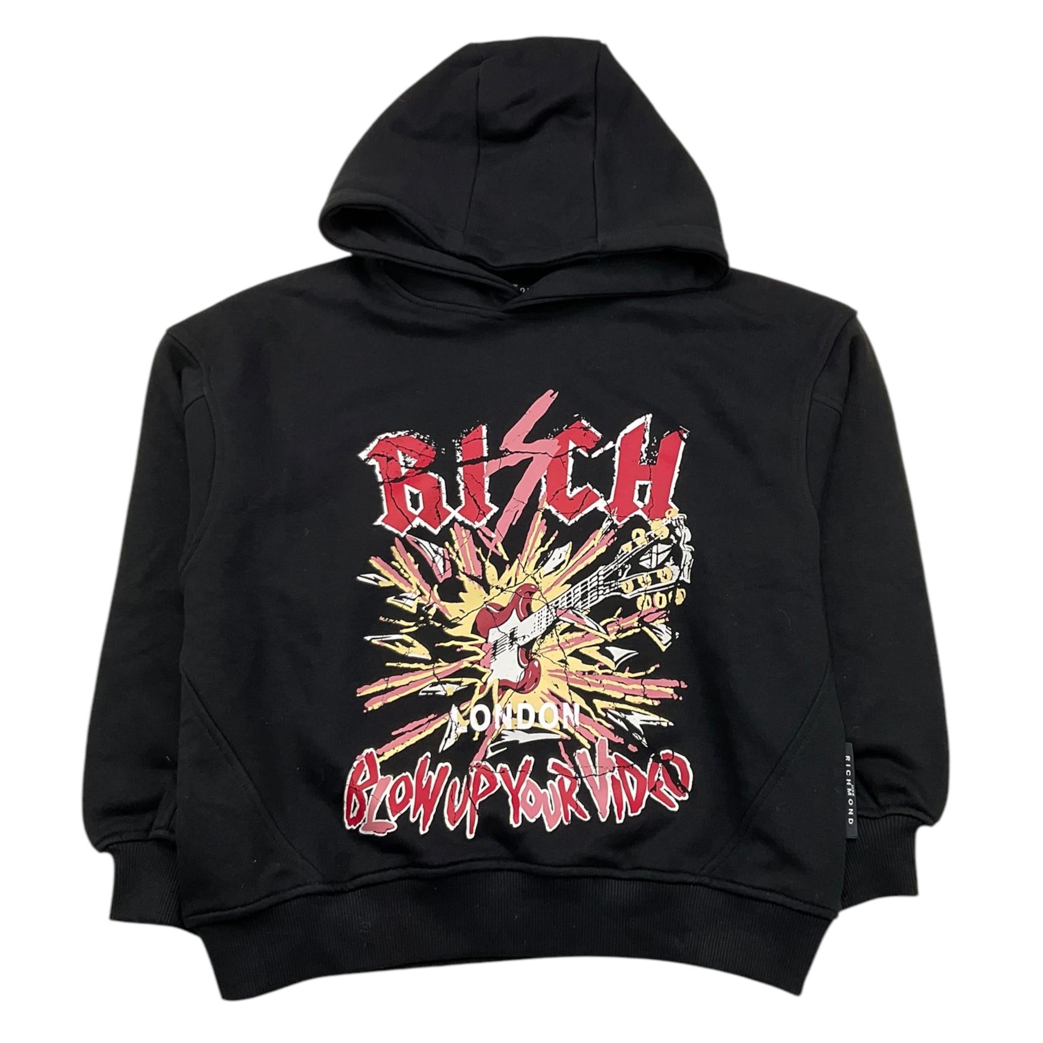 JOHN RICHMOND felpa chiusa con cappuccio tinta unita con stampa Nero per Bambino RGA25060FE NERO JOHN RICHMOND 