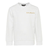 BALMAIN felpa chiusa girocollo tinta unita cn logo Bianco per Bambino BT4P90 BIANCO BALMAIN 