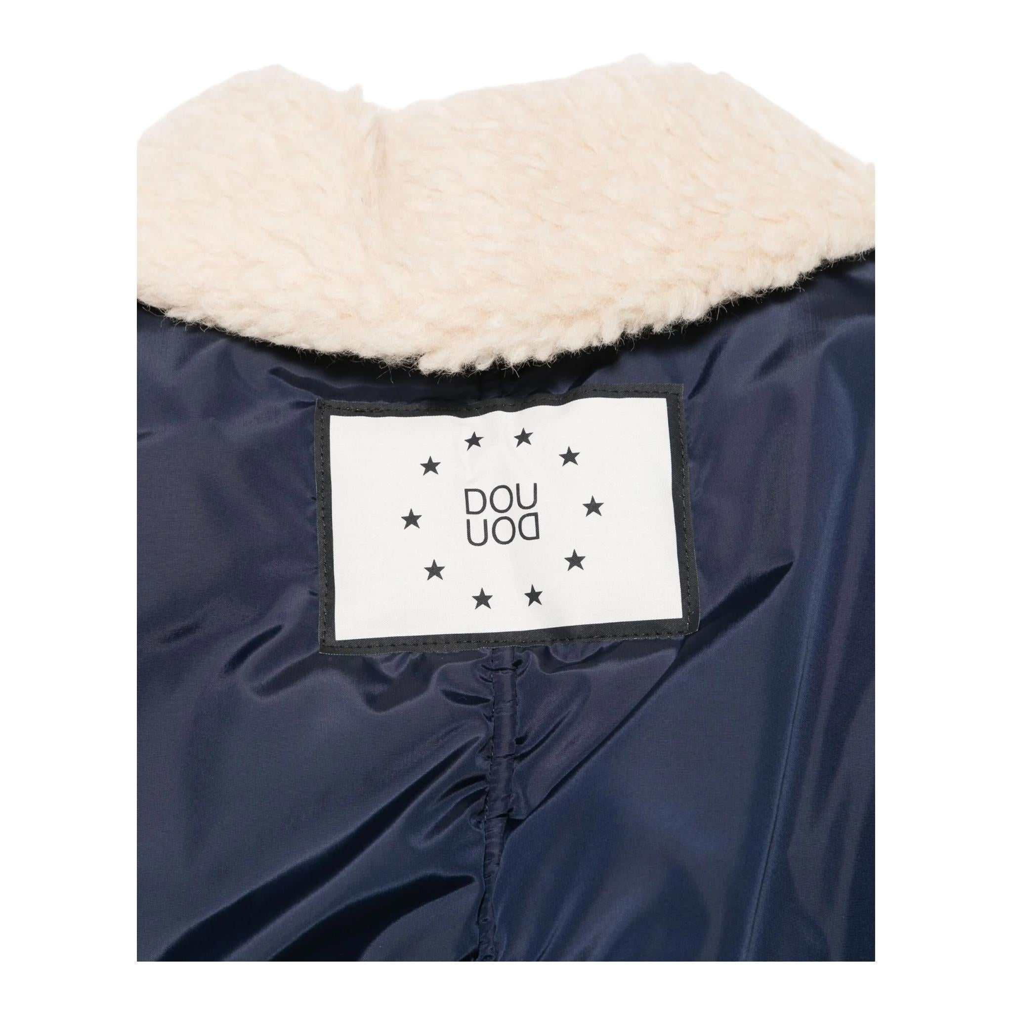 DOU DOU giubbino tinta unita con zip e pelliccia Blu per Bambino DV2P60X BLU DOU DOU 