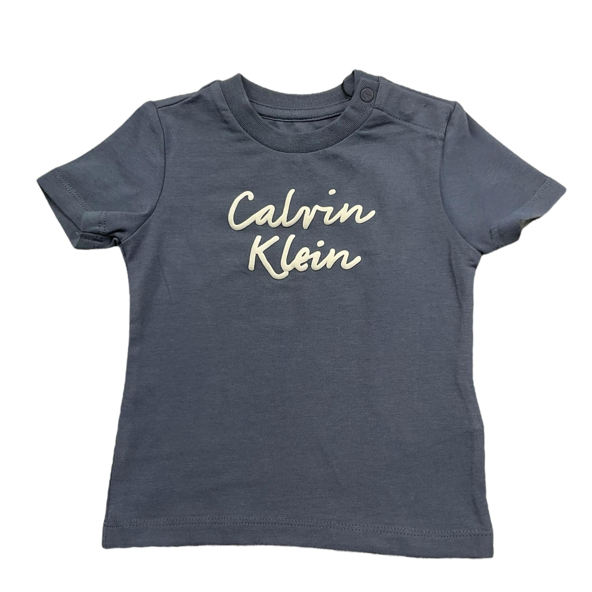 Calvin Klein T-Shirt Girocollo Tinta Unita con Stampa per Neonato IN0IN00292 PETROLIO CALVIN KLEIN 
