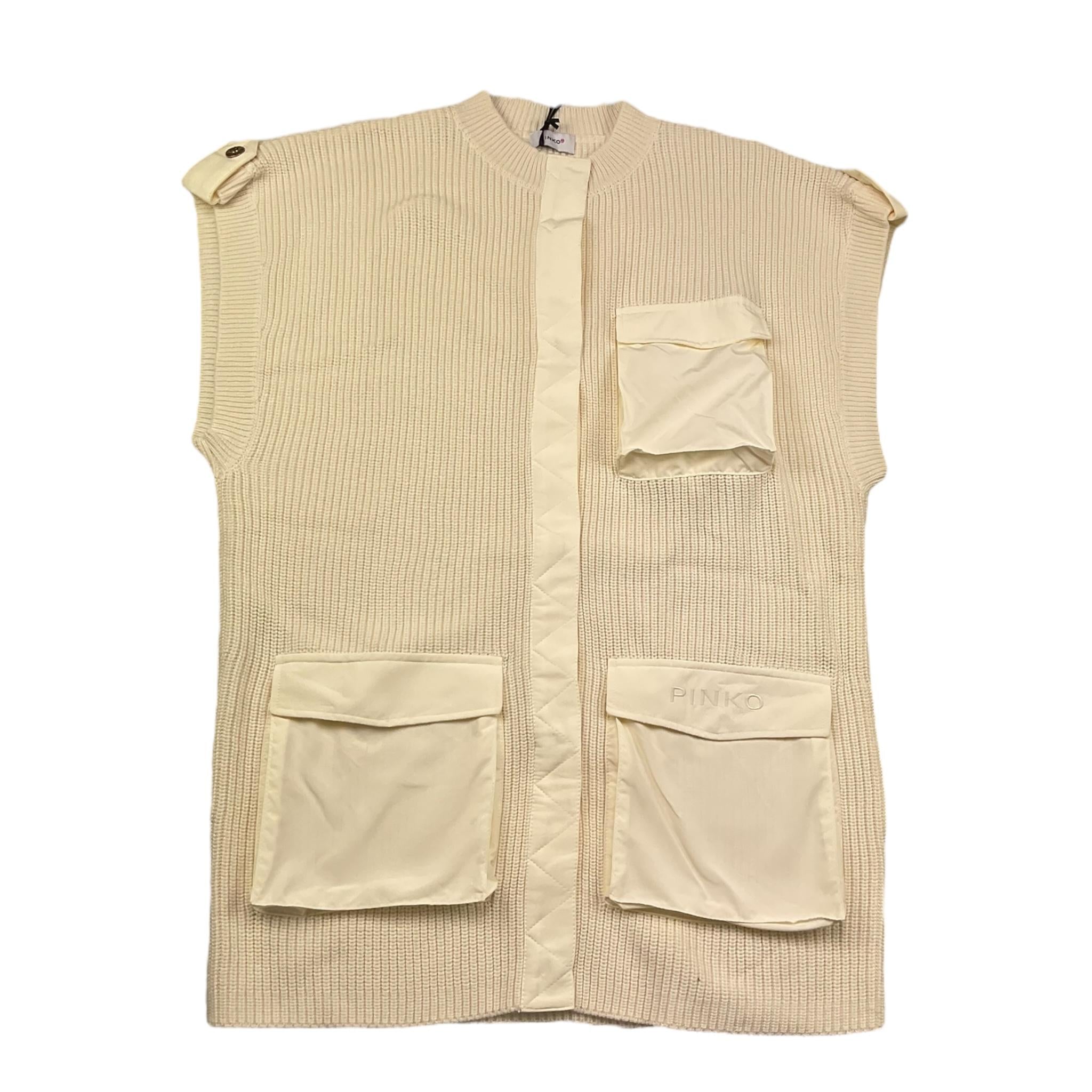 Pinko Gilet In Maglia Girocollo Tinta Unita per Bambina KFMA002 PANNA PINKO 