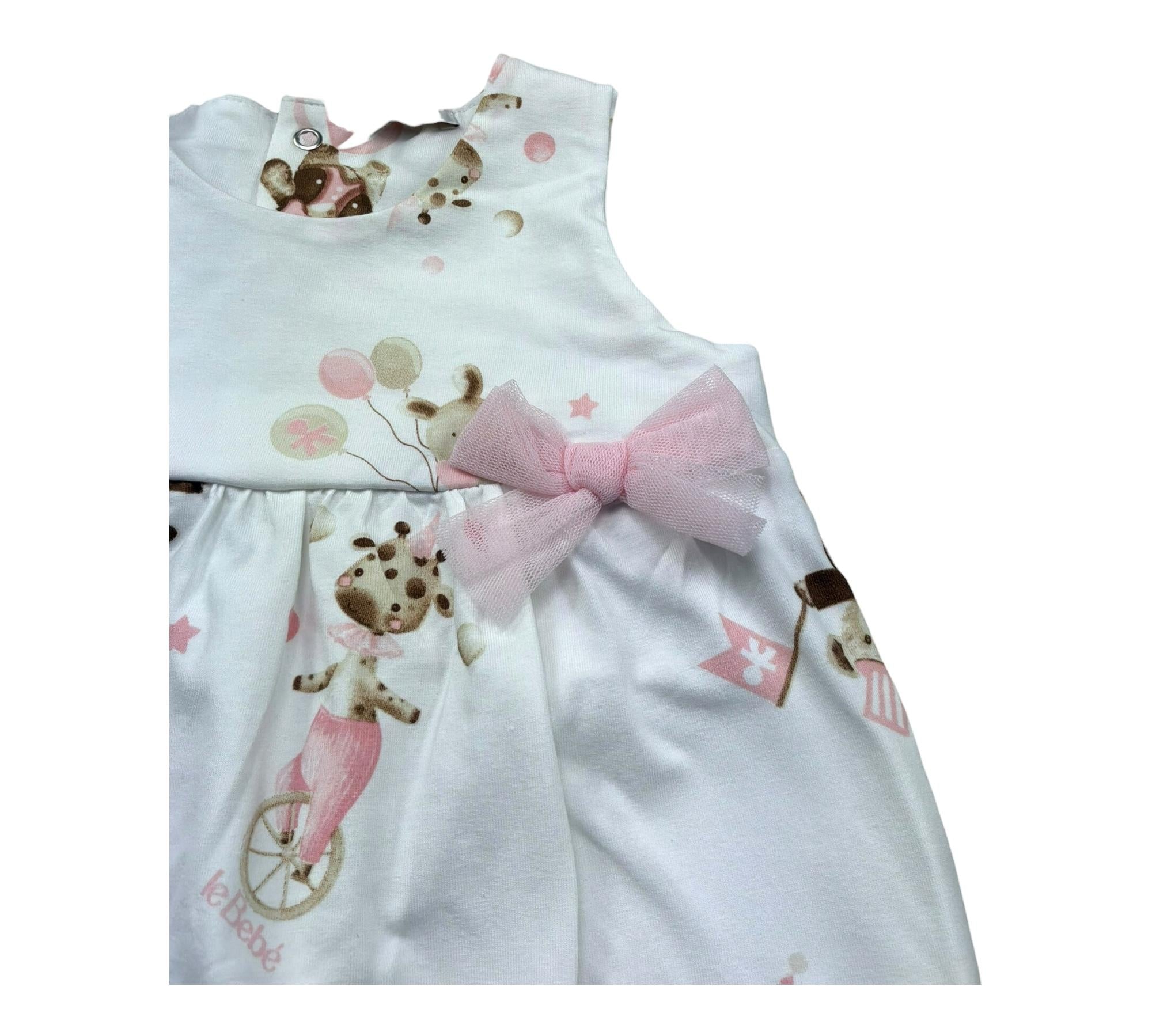 Le Bebe Pagliaccetto Giromanica Tinta Unita con Stampe per Neonata LBG6256 BIANCO LE BEBE 