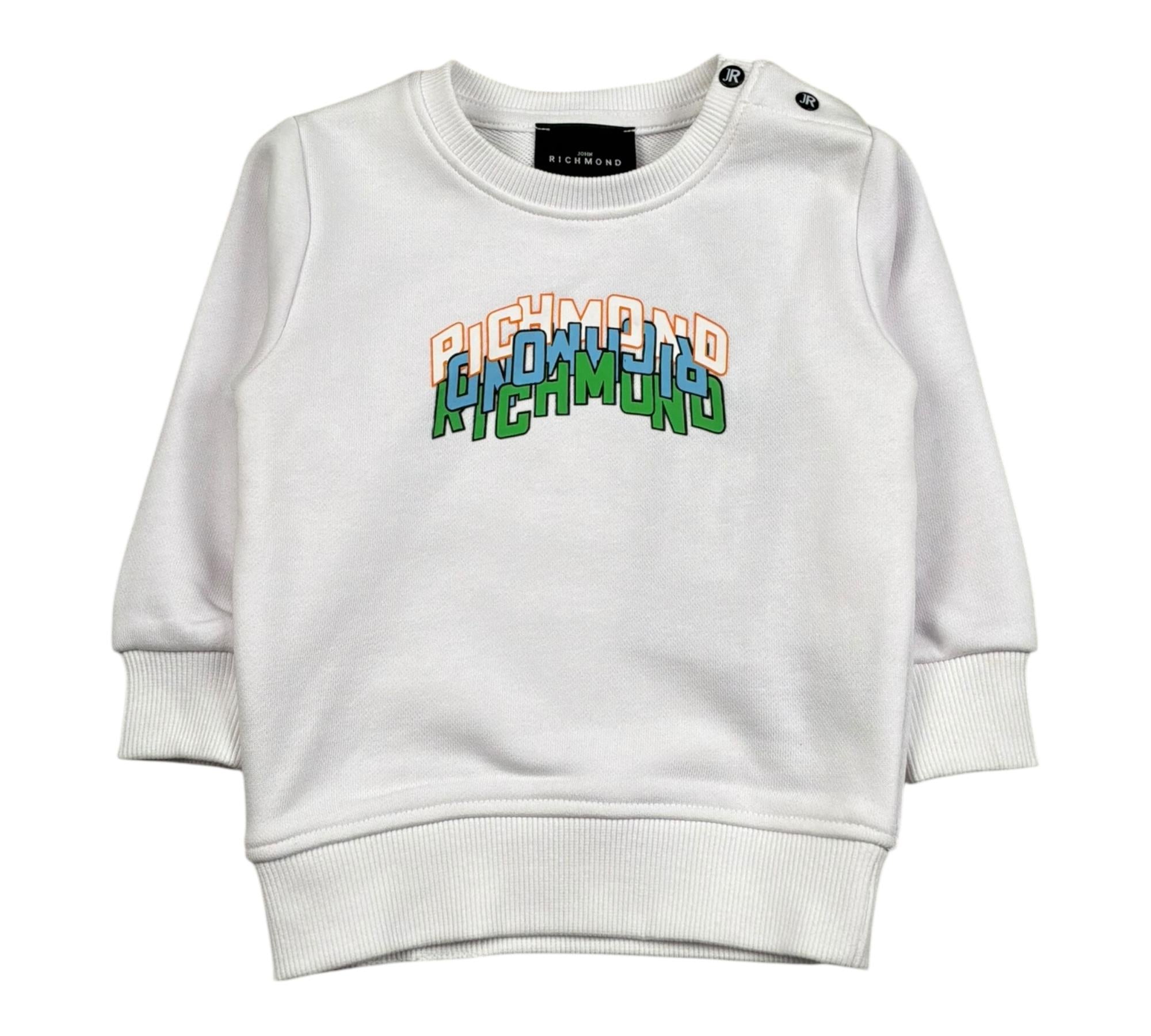 John Richmond Felpa Chiusa Girocollo Tinta Unita con Stampa per Neonato RIP260102FE BIANCO JOHN RICHMOND 
