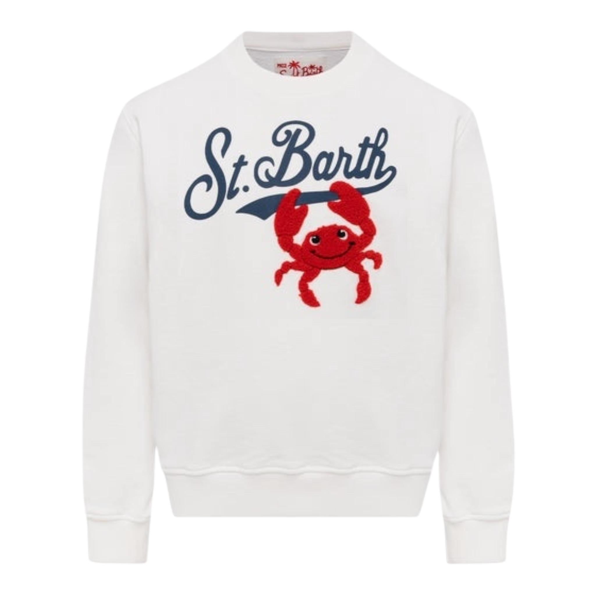 Saint Barth Felpa Girocollo Tinta Unita con Stampa per Bambino BOBB001 BIANCO SAINT BARTH 