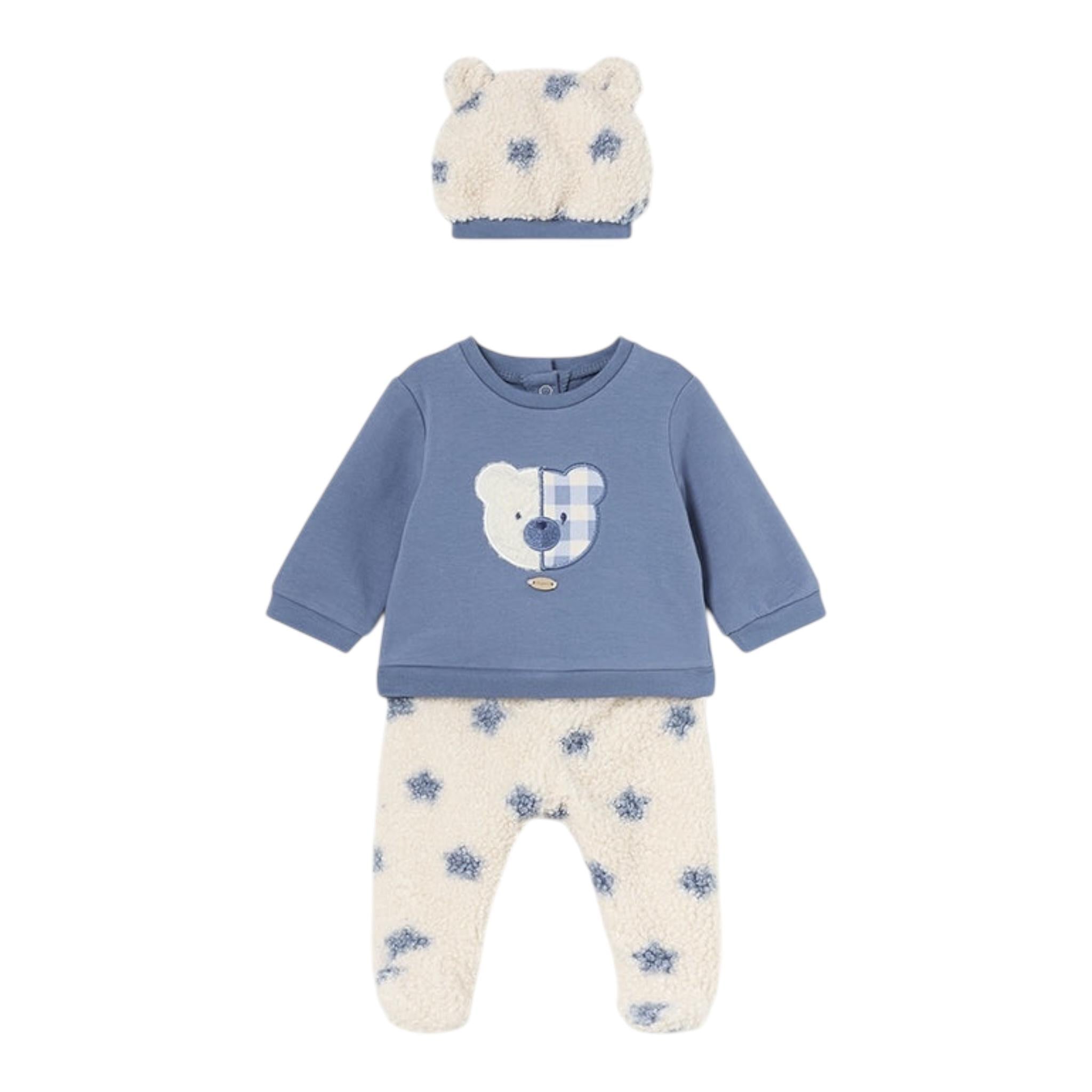 MAYORAL completo 3pz shirt-pantalone-cappello Blu per Neonato 2514 BLU MAYORAL 