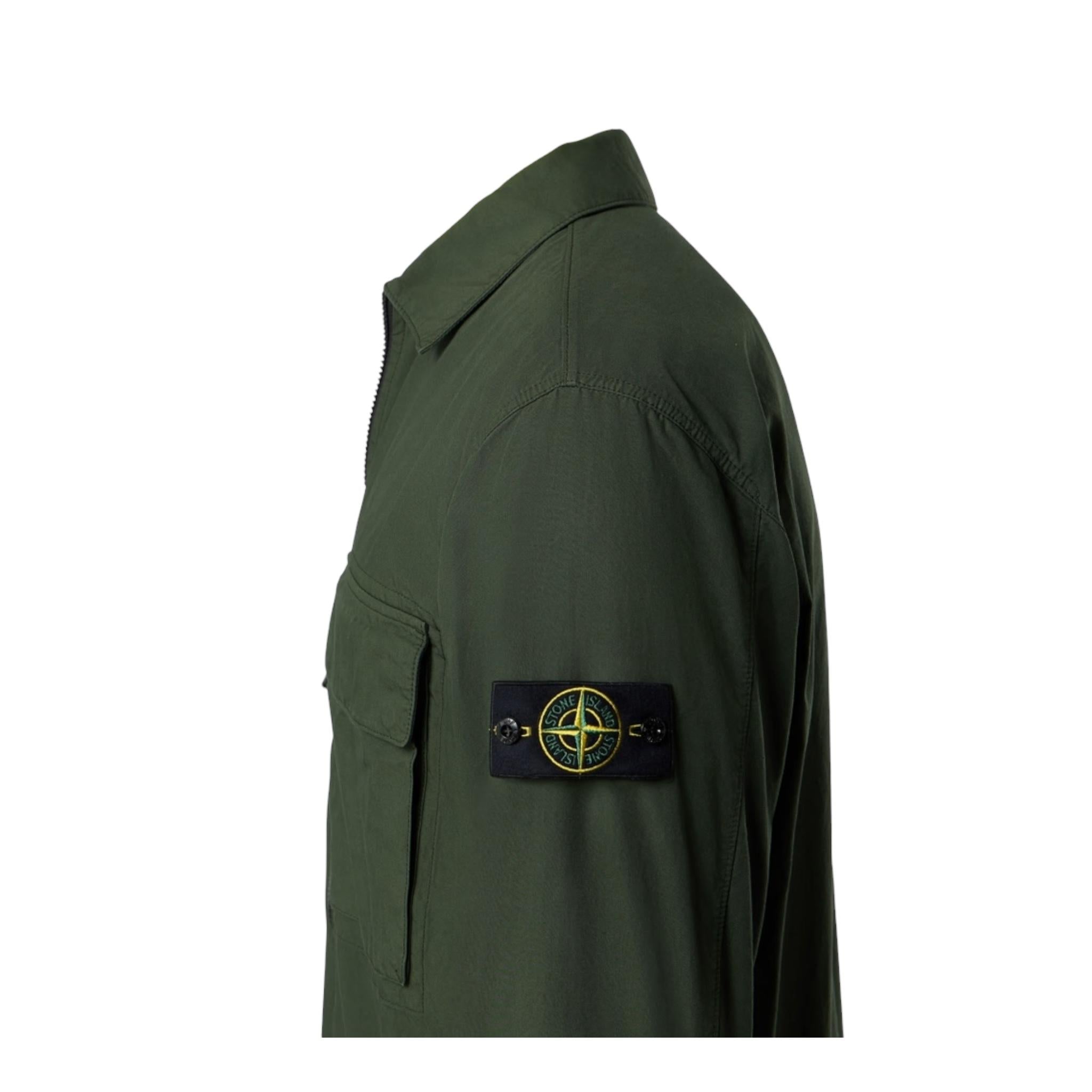 Stone Island Camicia Manica Lunga Tinta Unita con Zip per Bambino K1S161200001 VERDE STONE ISLAND 