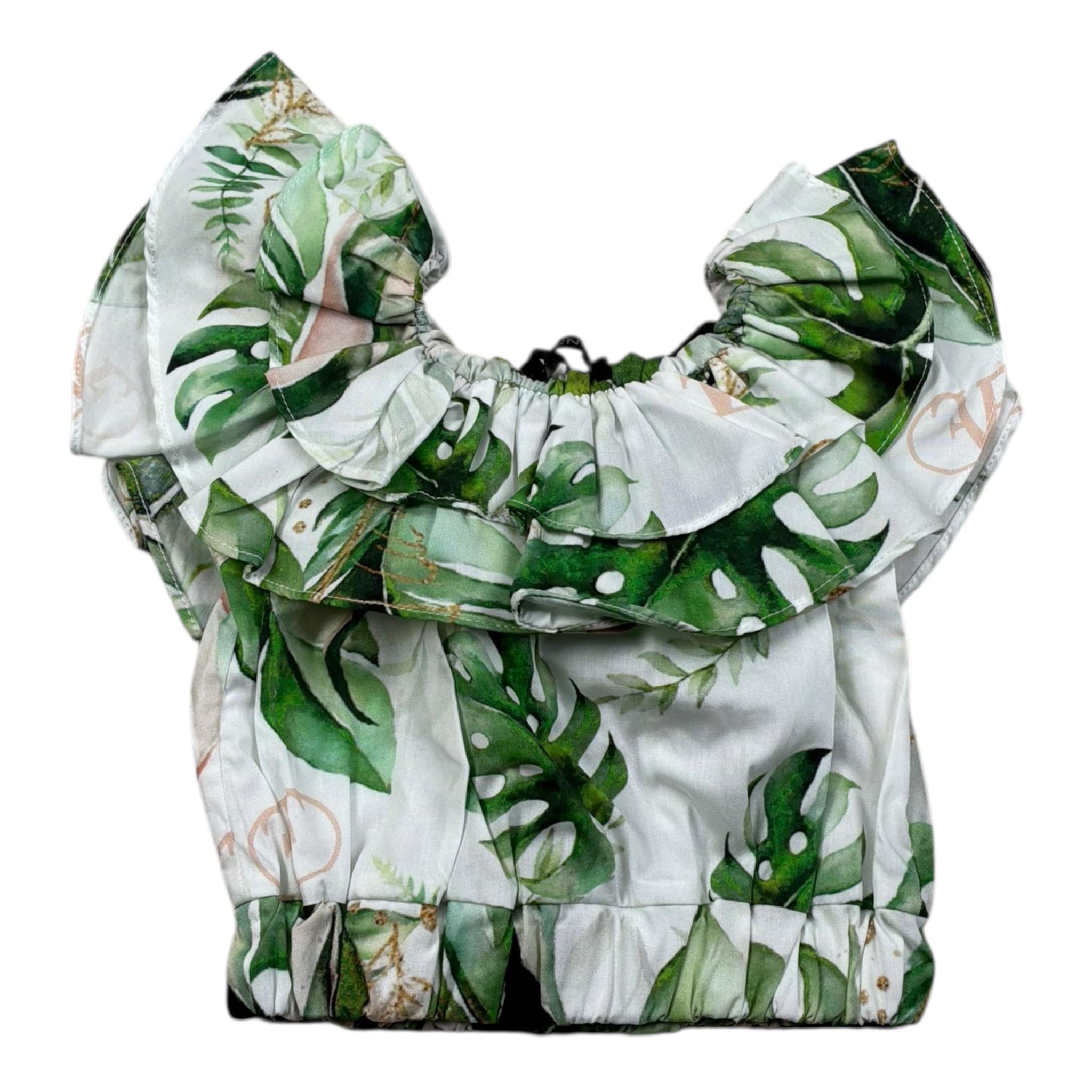 Naice Top Tinta Unita Stampa Fantasia per Bambina FNBSH16926 BIANCO NAICE 