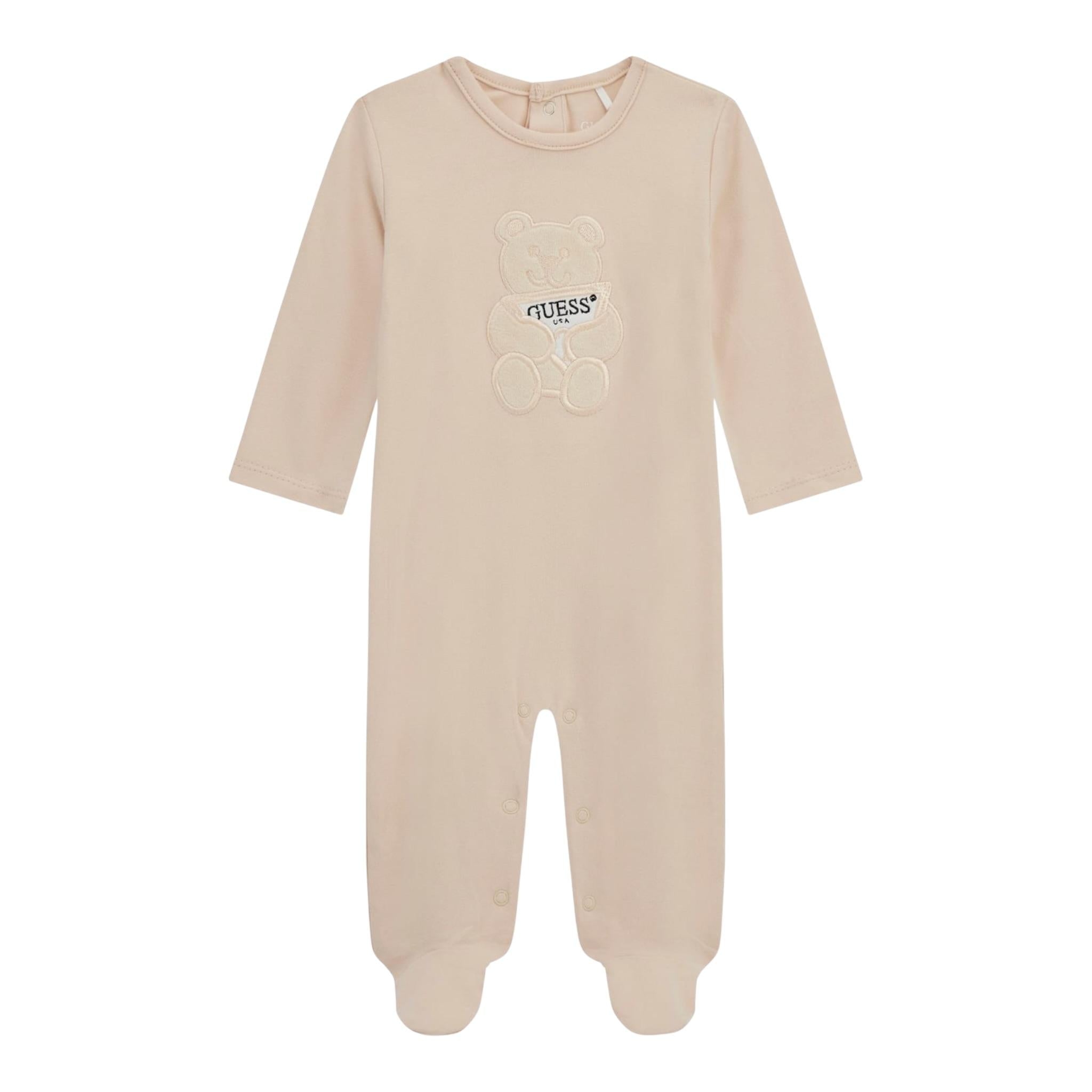 Guess Tutina Tinta Unita con Stampa per Neonata H3YW02J1314 BEIGE GUESS 