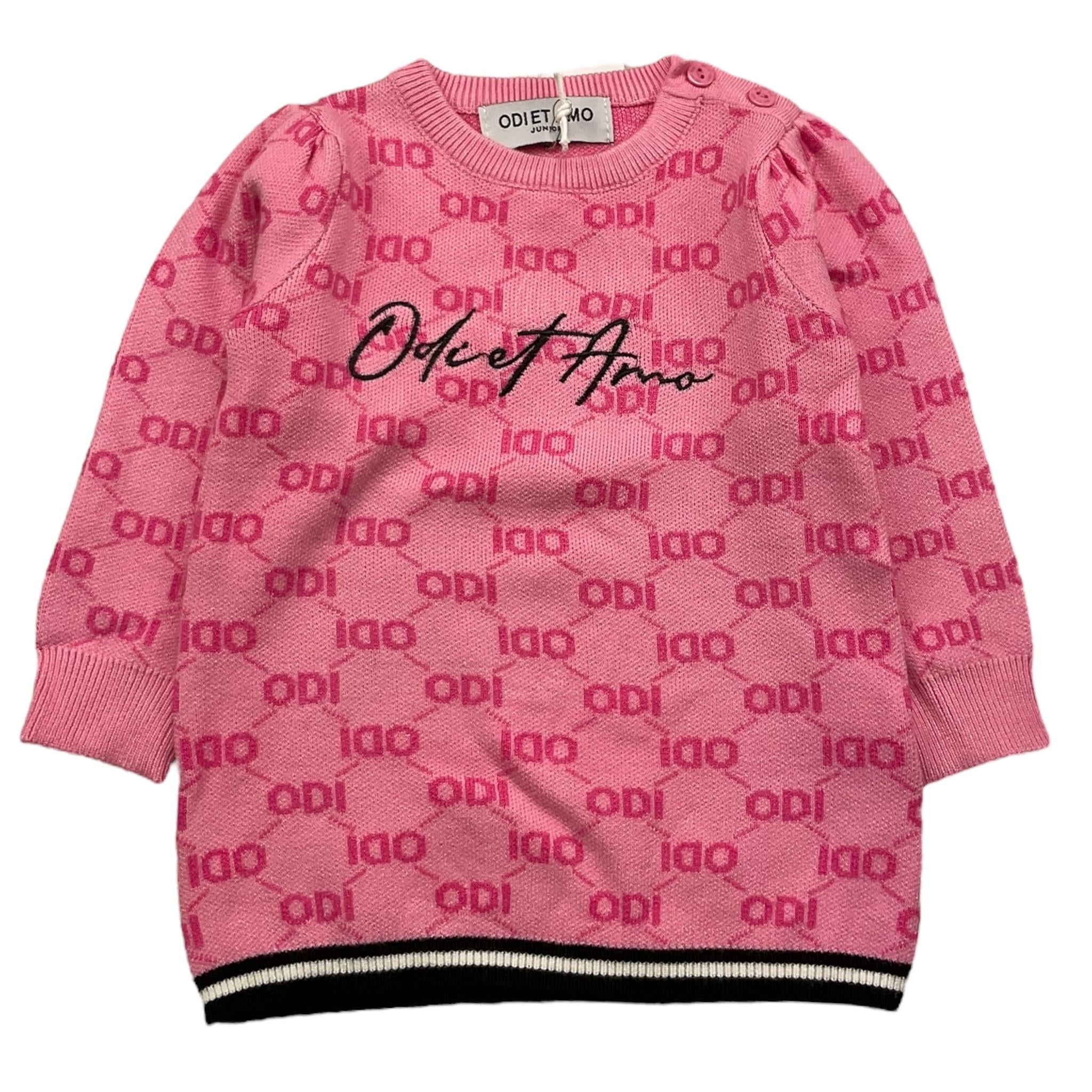 ODI ET AMO abito manica lunga tinta unita con ricami Rosa per Neonata ODNDR15493 ROSA ODI ET AMO 