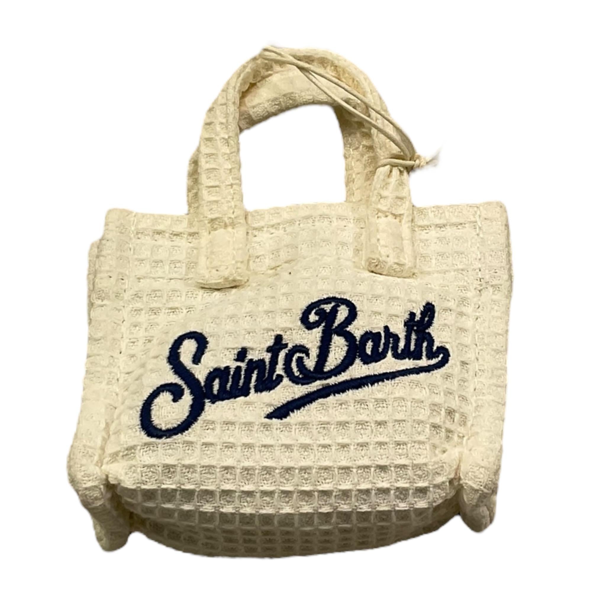 Saint Barth Ciondolo Mini Borsa Fantasia A Righe con Logo per Bambina KEYB002 PANNA SAINT BARTH 