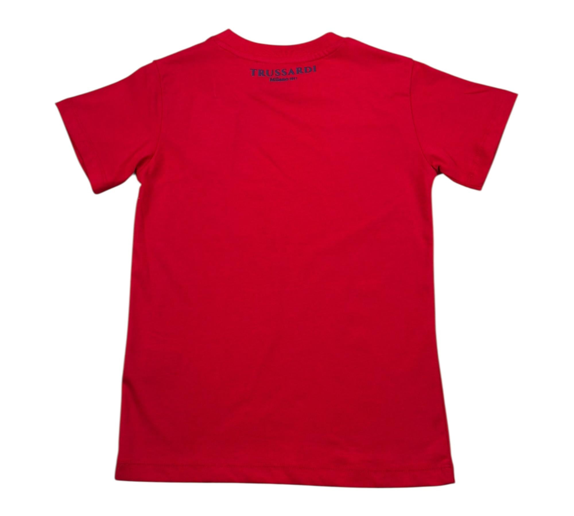 Trussardi T-Shirt Girocollo Tinta Unita con Logo per Bambino TBP26002TS ROSSO TRUSSARDI 