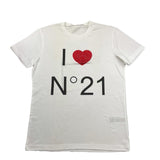 N°21 t-shirt girocollo tinta unita con stampa Bianco per Bambina N21124 BIANCO N°21 