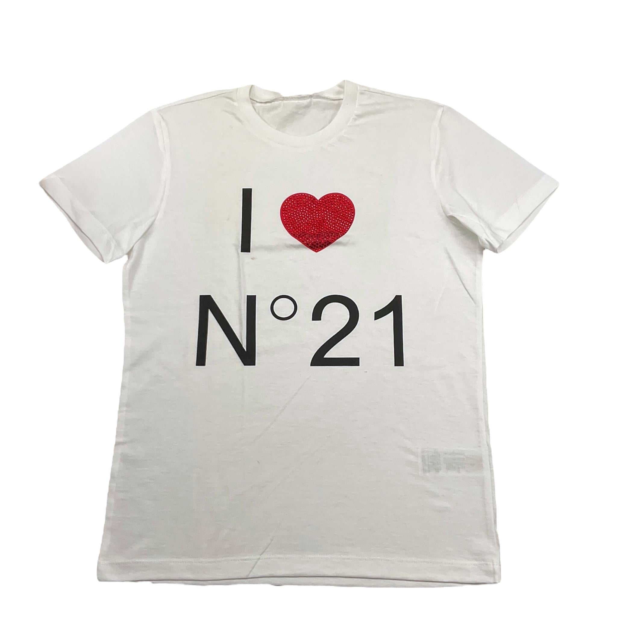 N°21 t-shirt girocollo tinta unita con stampa Bianco per Bambina N21124 BIANCO N°21 