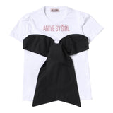 Aniye By Girl T-Shirt Girocollo Tinta Unita Con Fiocco Bianco Per Bambina