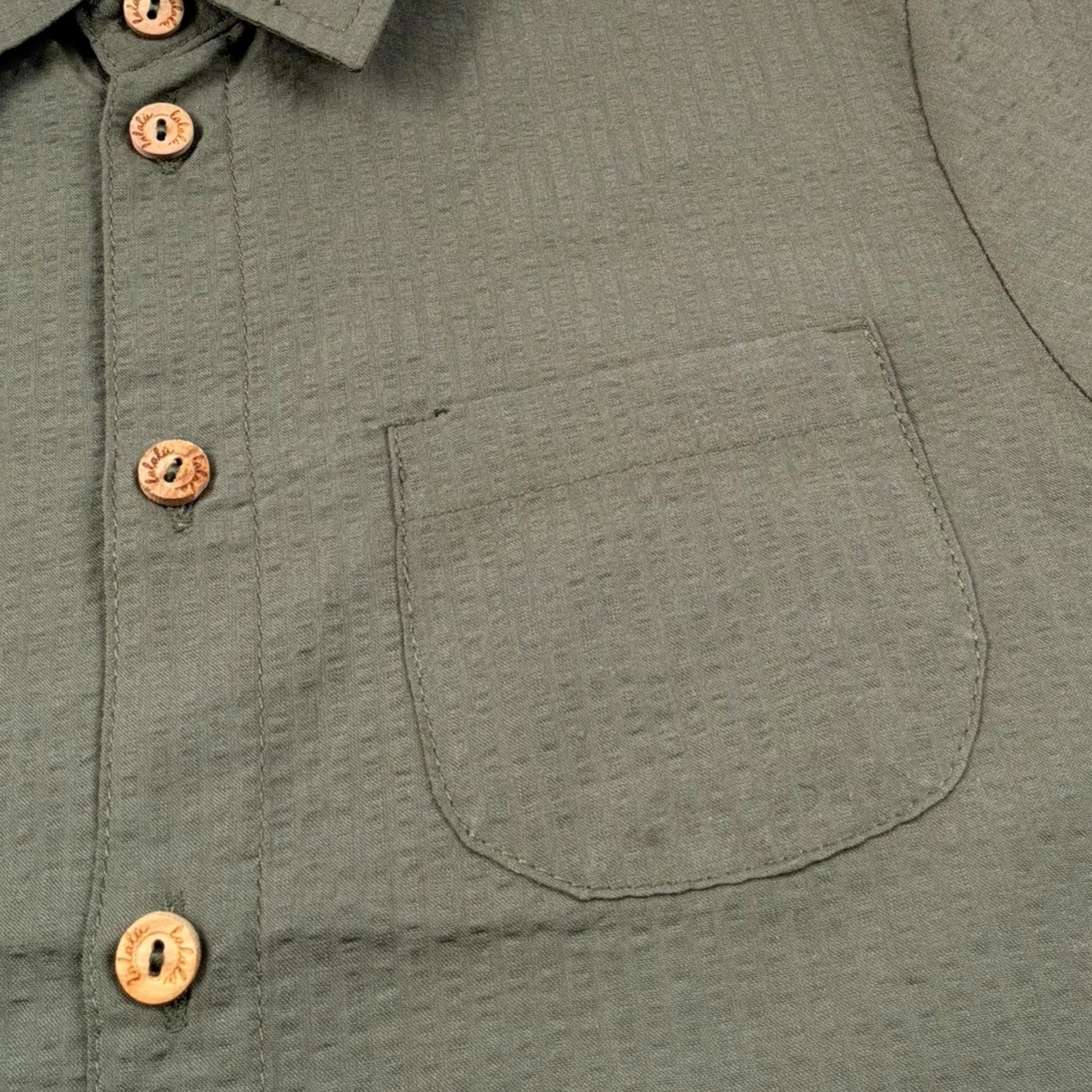 Lalalu' Camicia Mezza Manica Tinta Unita per Bambino CML150PB VERDE LALALU' 