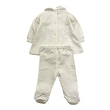 MARLU' complato 2pz shirt-ghettina tinta unita con stampa Bianco per Neonata IG1016 BIANCO MARLU' 