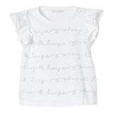 Liu Jo T-Shirt Girocollo Tinta Unita con Brillantini per Bambina KA4048JX BIANCO LIU JO 
