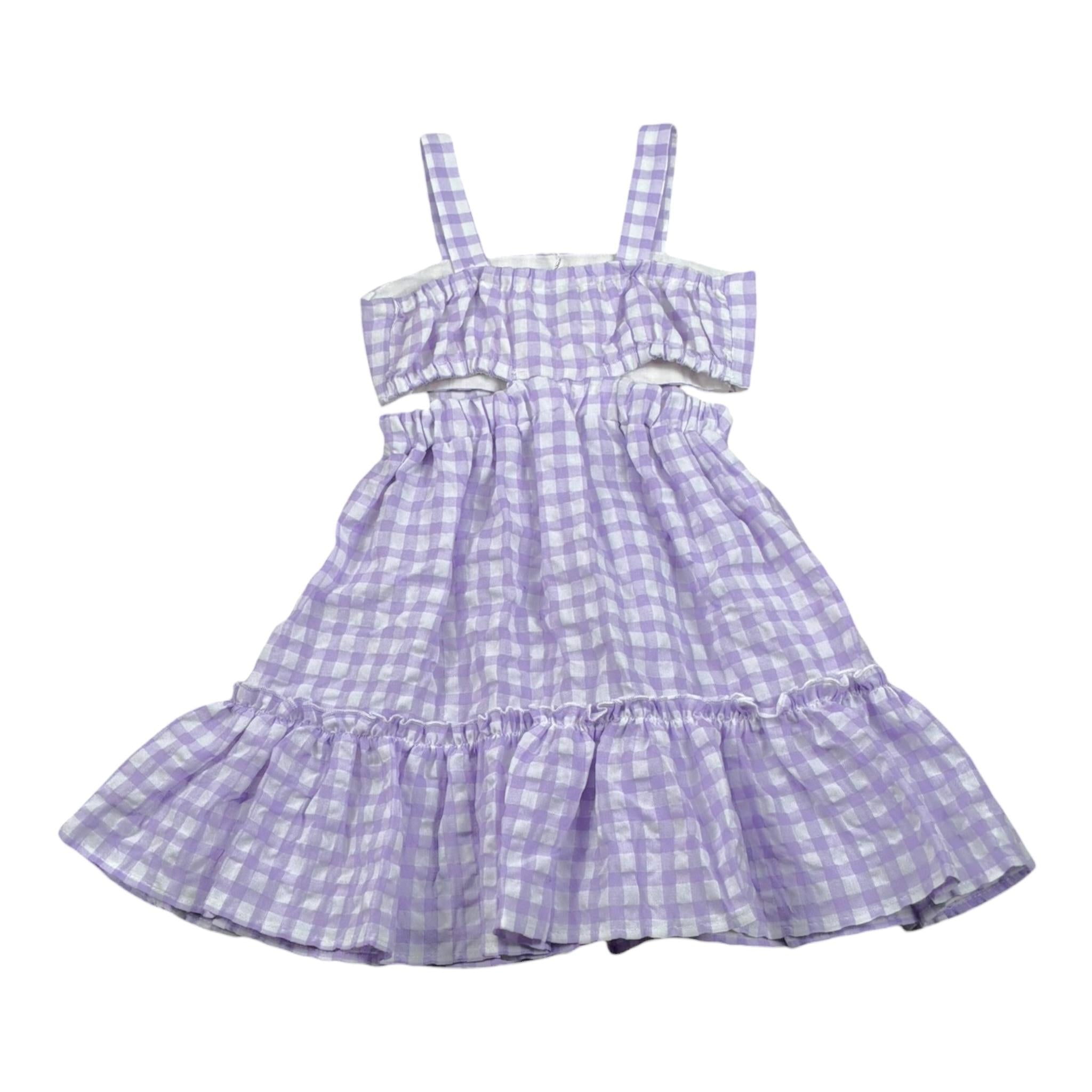 Magil Abito Bicolore con Fantasia A Quadri per Bambina HN20118 BIANCO/LILLA MAGIL 