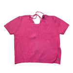 Please T-Shirt In Maglia Tinta Unita con Scollo Retro per Bambina NB16230G72X FUXIA PLEASE 