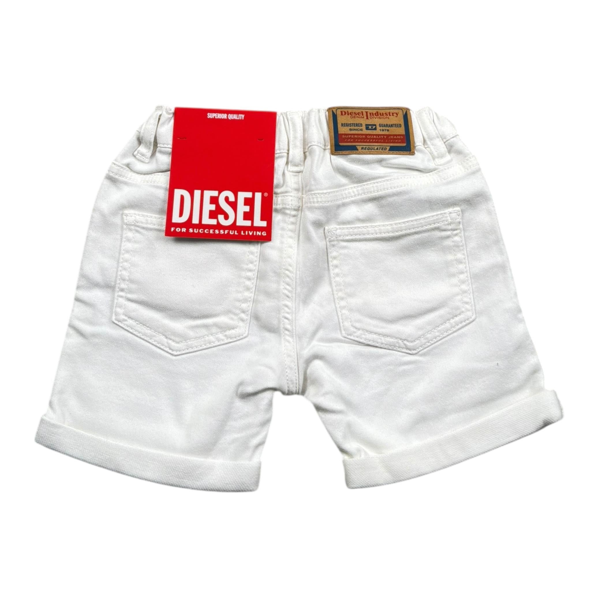 Diesel Bermuda In Denim Tinta Unita Girovita Regolabile per Bambino K00362J BIANCO DIESEL 