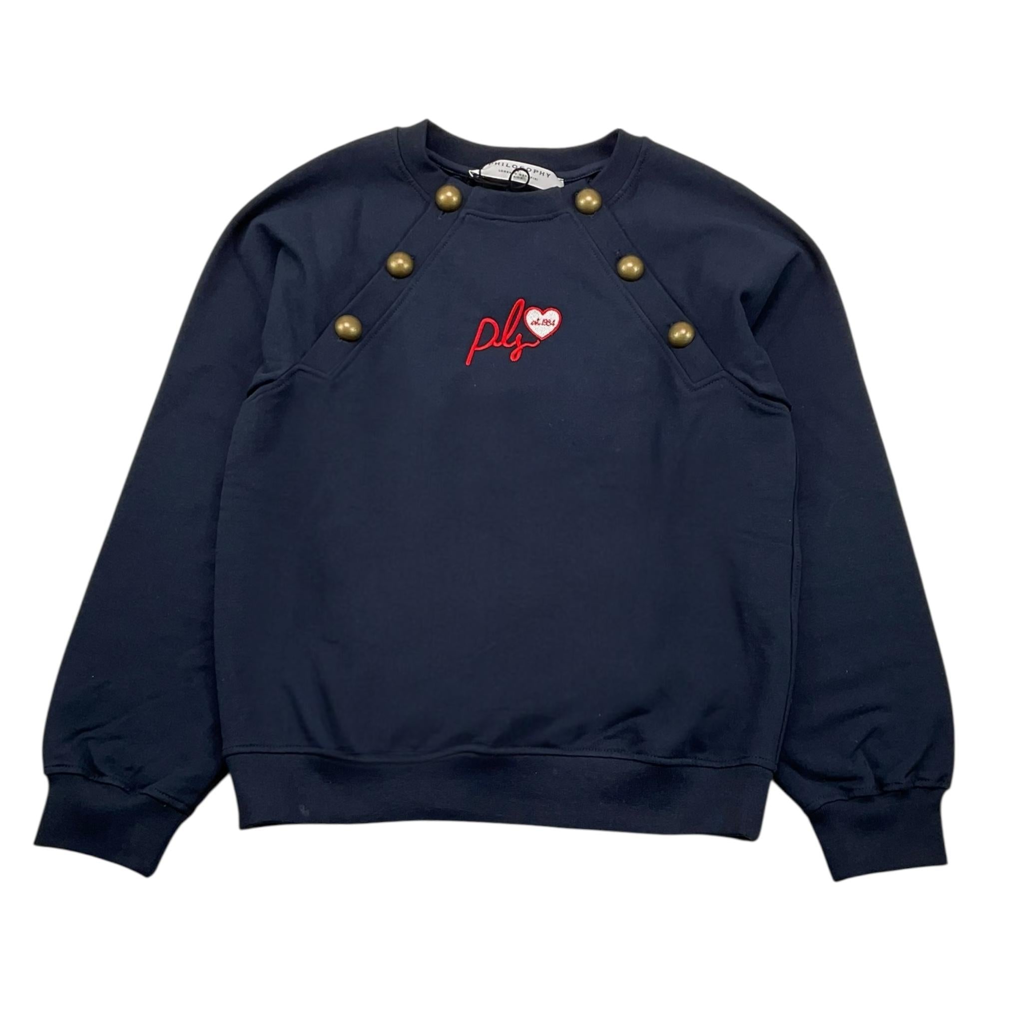 Philosophy Felpa Girocollo Tinta Unita con Stampa per Bambina PFFE019 BLU PHILOSOPHY 